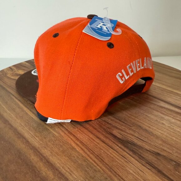 Cleveland Browns Snapback Hat Embroidered Logo Cap Big C Orange Brown New Tags - Picture 9 of 16